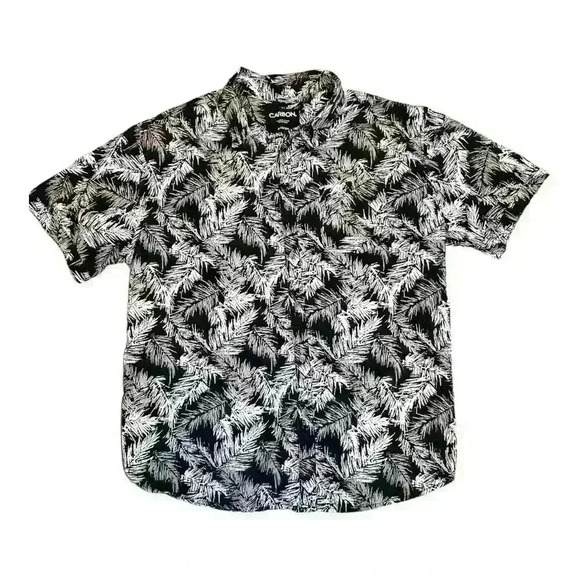 Carbon Short Sleeve Button Up Black Gray  Hawaiian Camp Shirt Men's - Picture 1 of 3